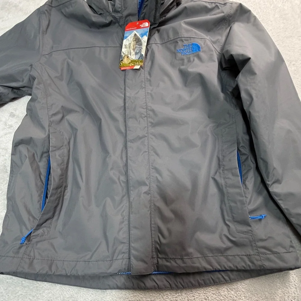 NEW The North Face Jacket Men Small Gray Resolve HyVent Full Zip Hood Rain Coat